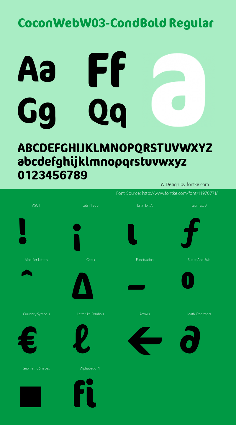 CoconWebW03-CondBold Regular Version 7.504 Font Sample