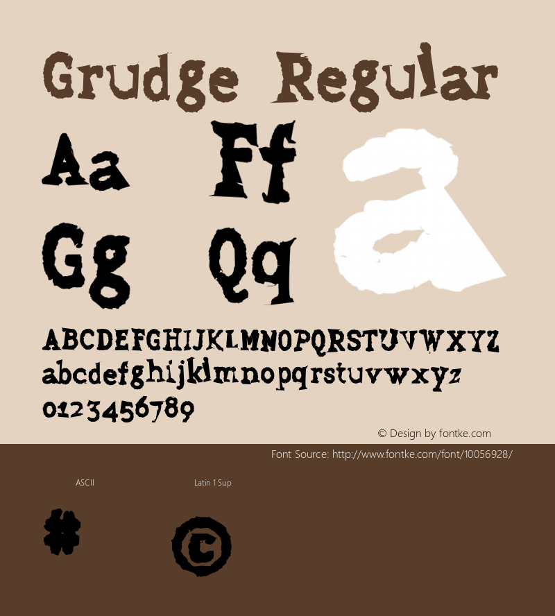 Grudge Regular Unknown Font Sample