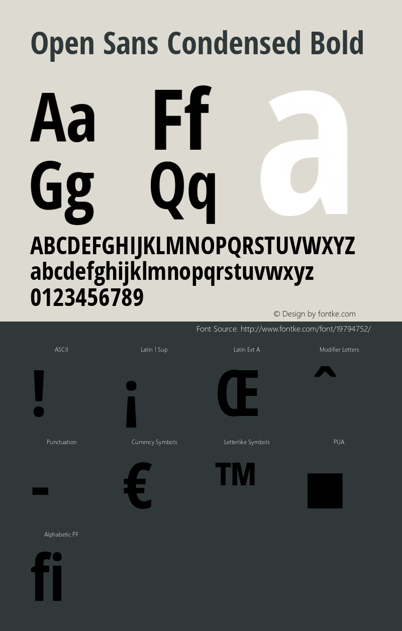 Open Sans Condensed Bold Version 1.11 Font Sample