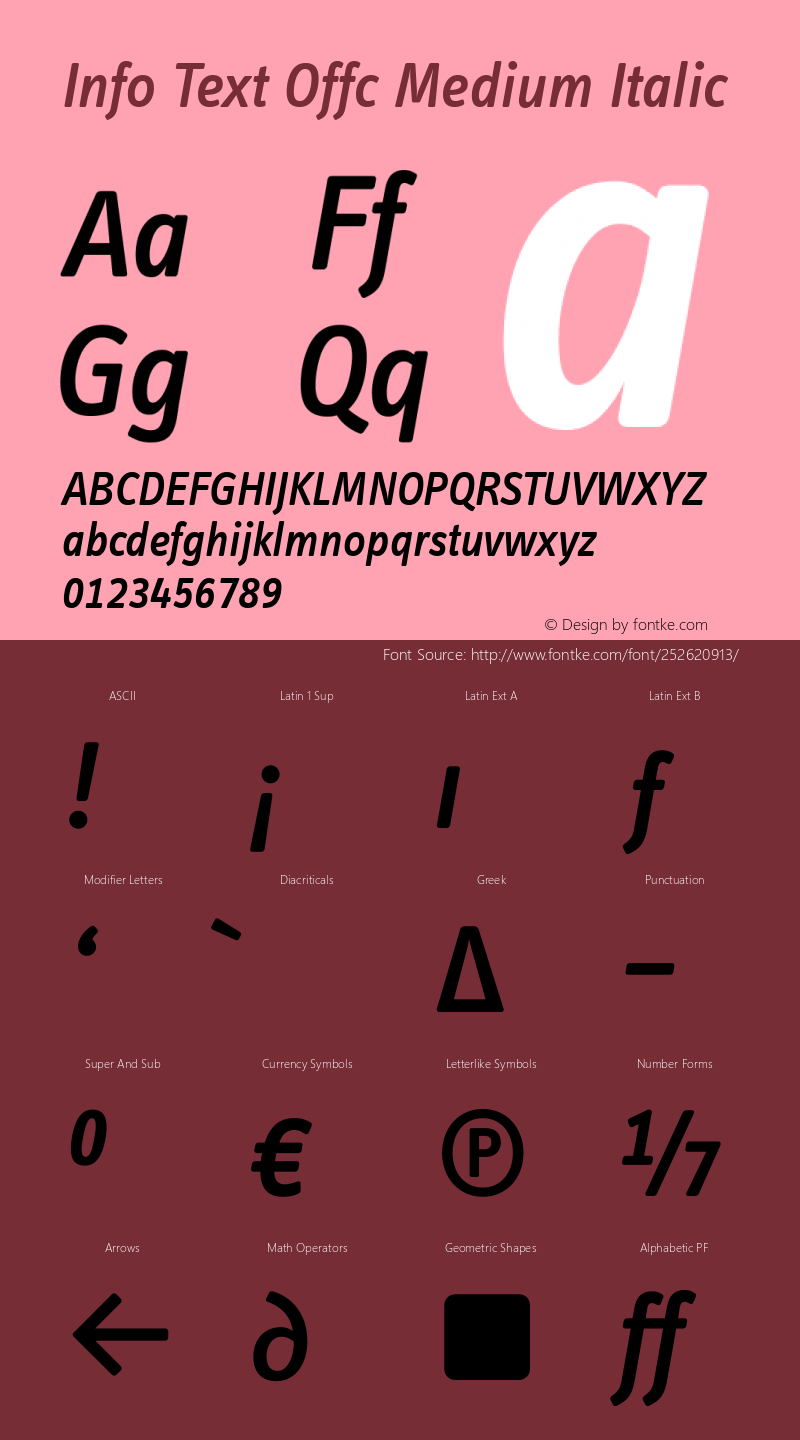 Info Text Offc Medium Italic Version 7.504; 2011; Build 1020图片样张