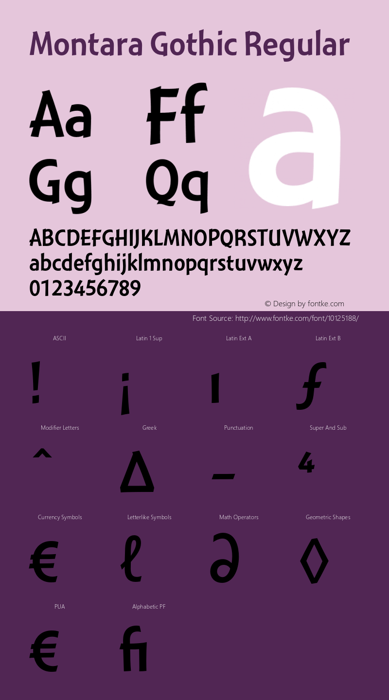 Montara Gothic Regular OTF 1.007;PS 001.000;Core 1.0.29;makeotf.lib1.4.0 Font Sample