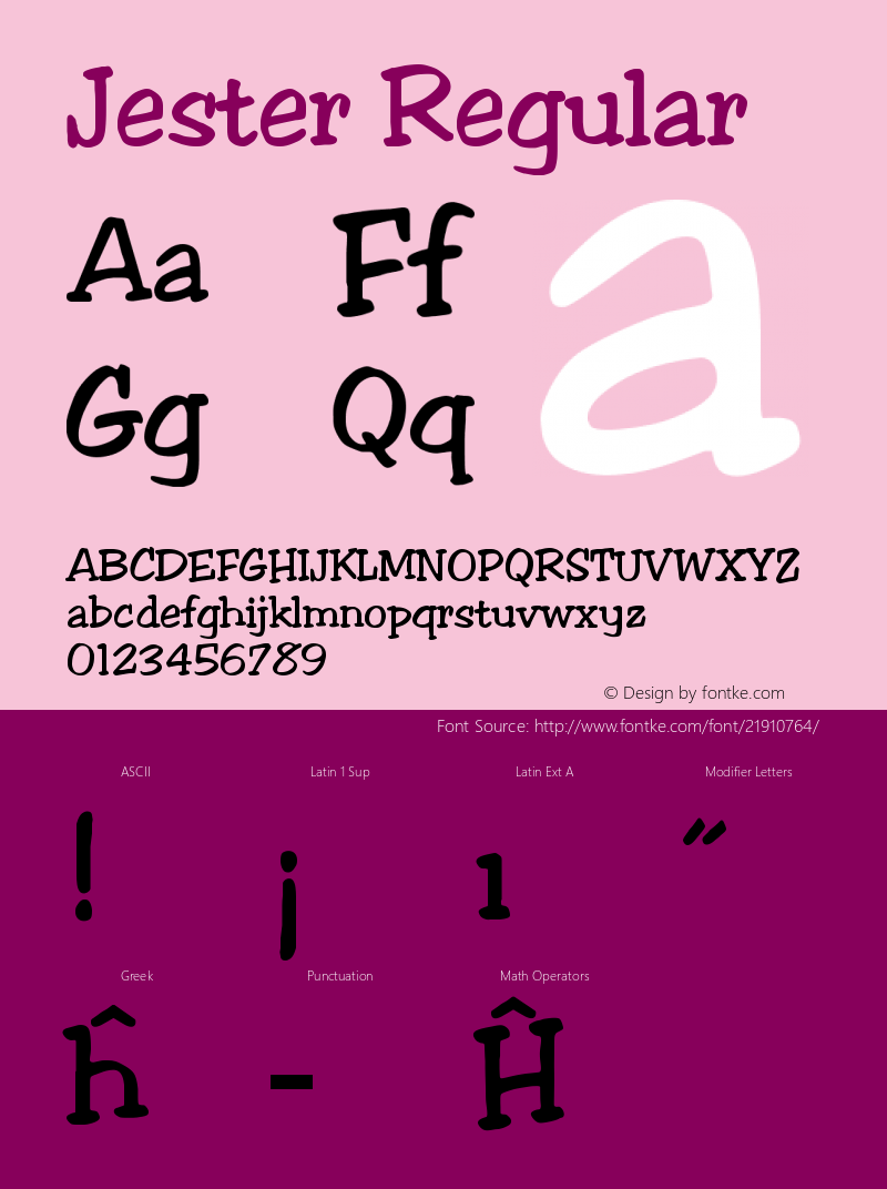 Jester Regular Altsys Fontographer 3.5  5/26/92 Font Sample