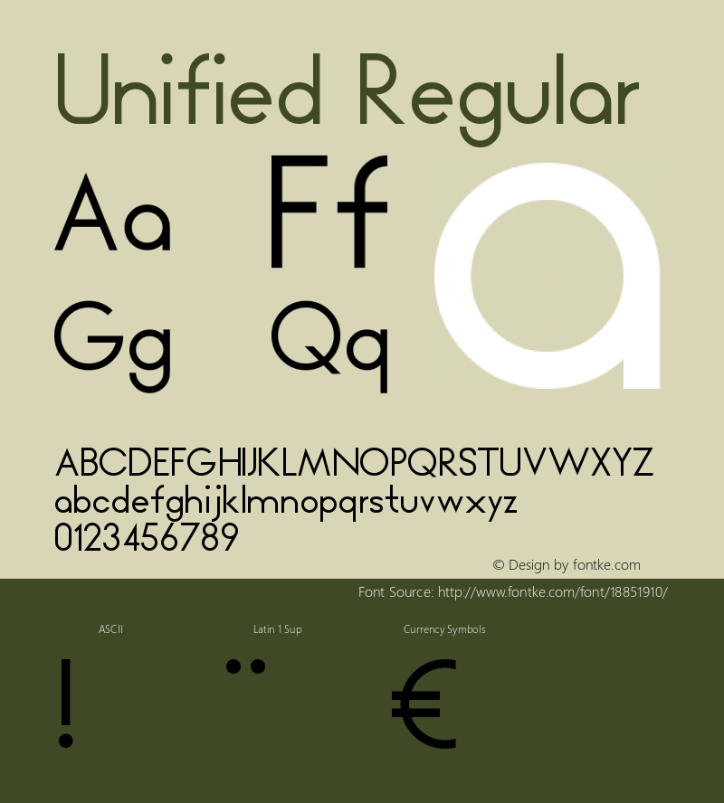 Unified Regular Version 1.000;PS 001.000;hotconv 1.0.70;makeotf.lib2.5.58329 Font Sample