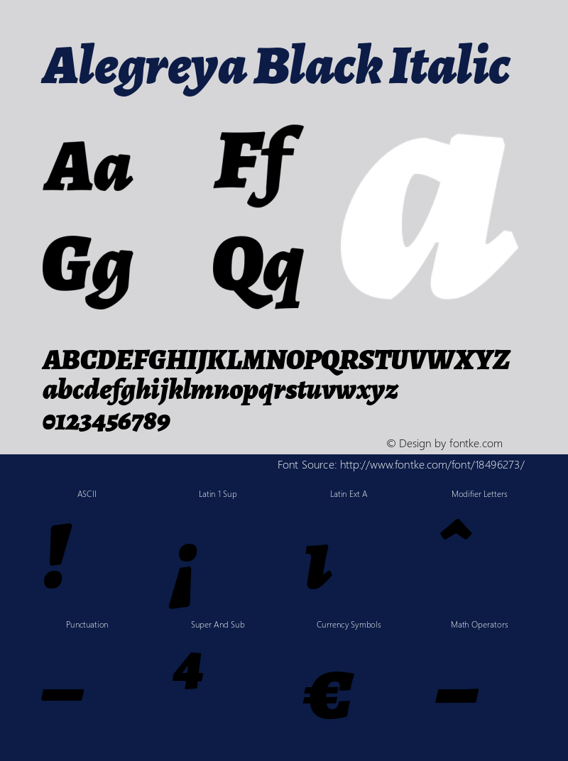 Alegreya Black Italic Version 1.003 Font Sample