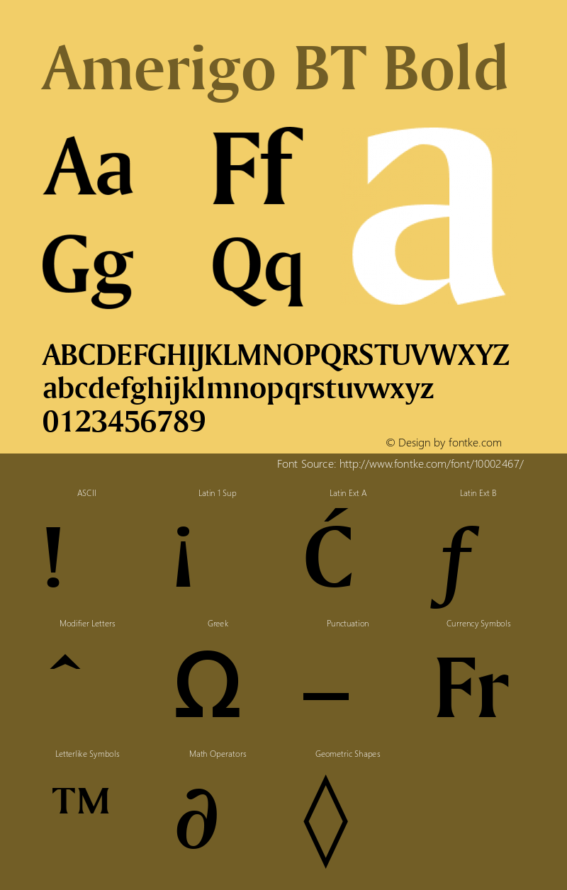 Amerigo BT Bold mfgpctt-v4.4 Jan 4 1999 Font Sample