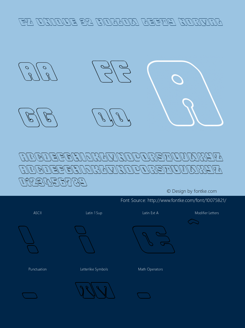 FZ UNIQUE 32 HOLLOW LEFTY Normal 1.000 Font Sample