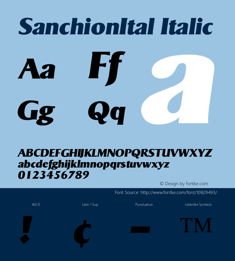 SanchionItal Italic Version 001.001 Font Sample