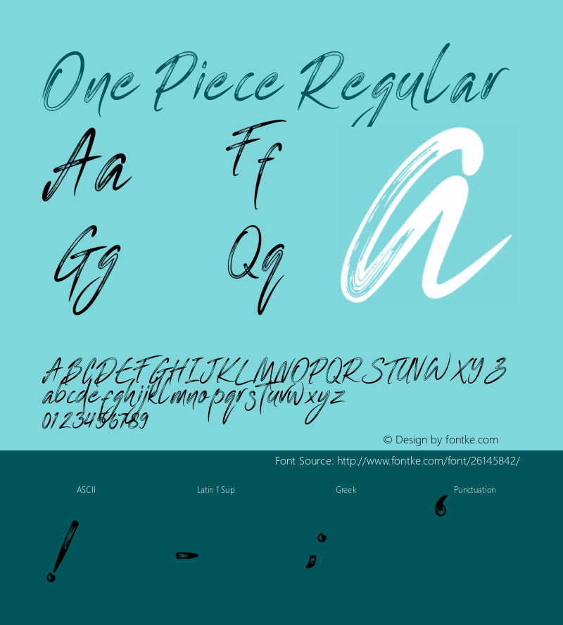 One Piece Version 1.00;June 6, 2018;FontCreator 11.5.0.2427 64-bit Font Sample