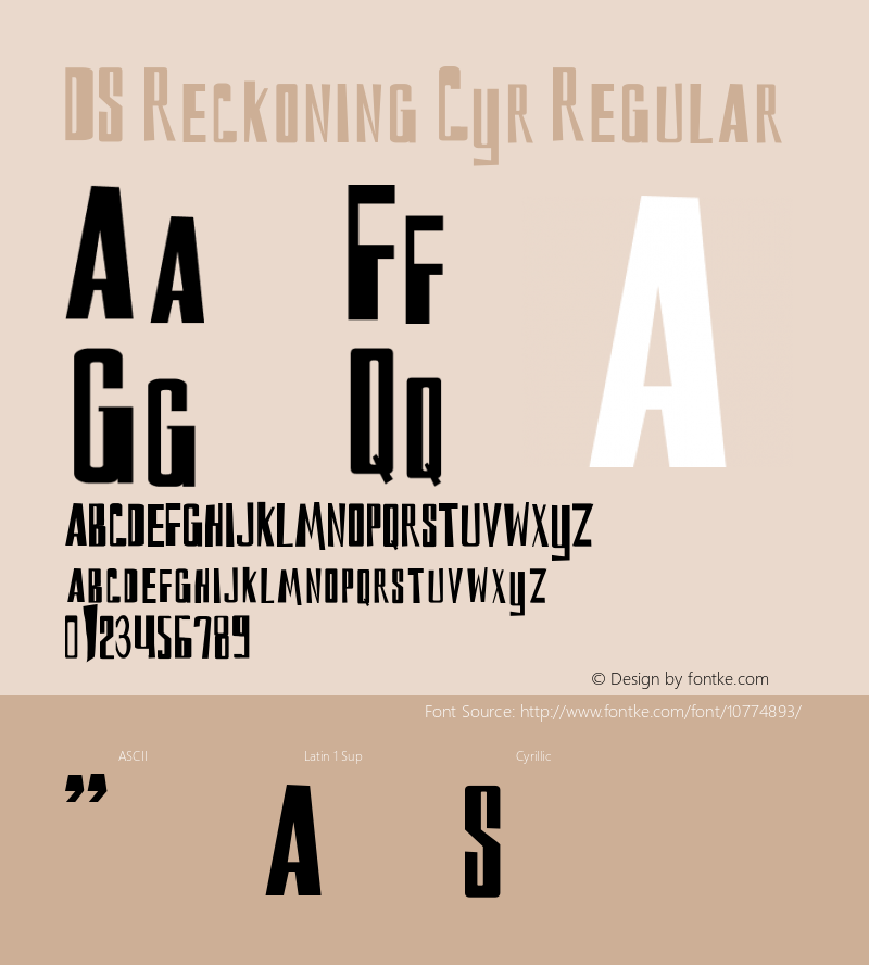 DS Reckoning Cyr Regular Version 1.1; 2000 Font Sample