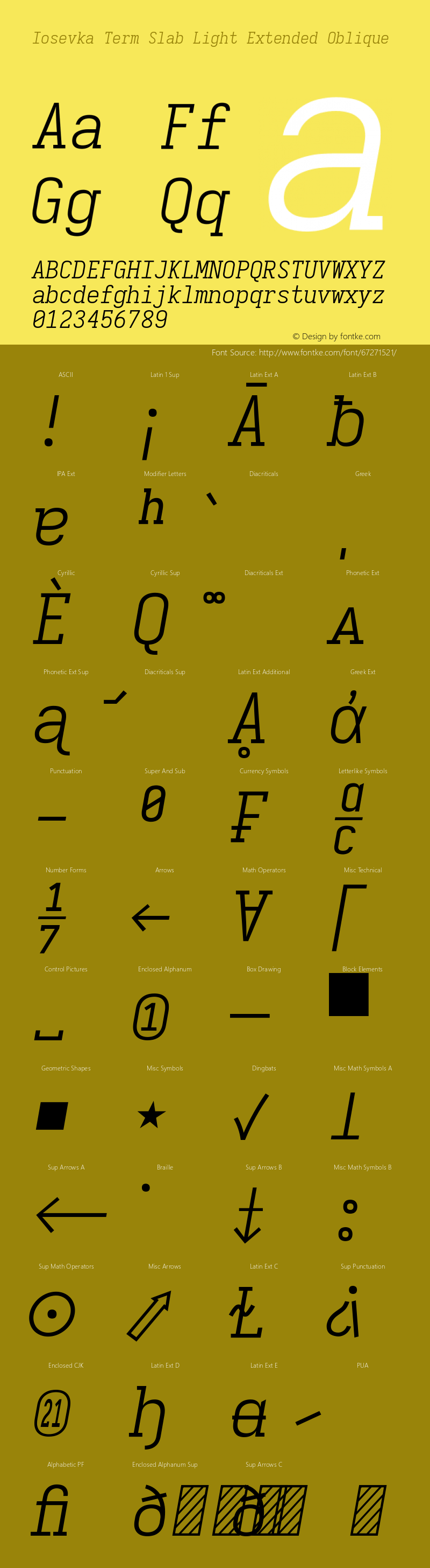 Iosevka Term Slab Light Extended Oblique 3.0.0-rc.7 Font Sample