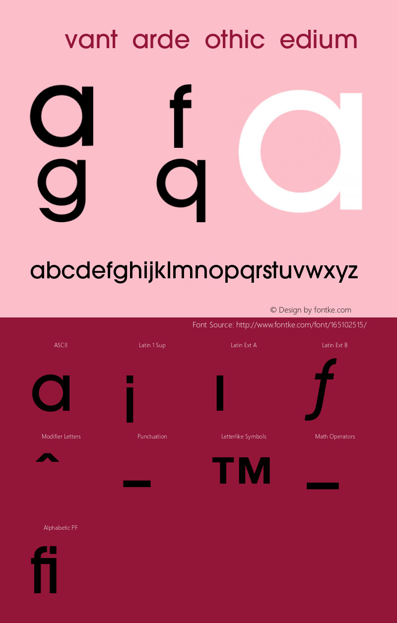 AvantGarde-Medium 001.000 Font Sample