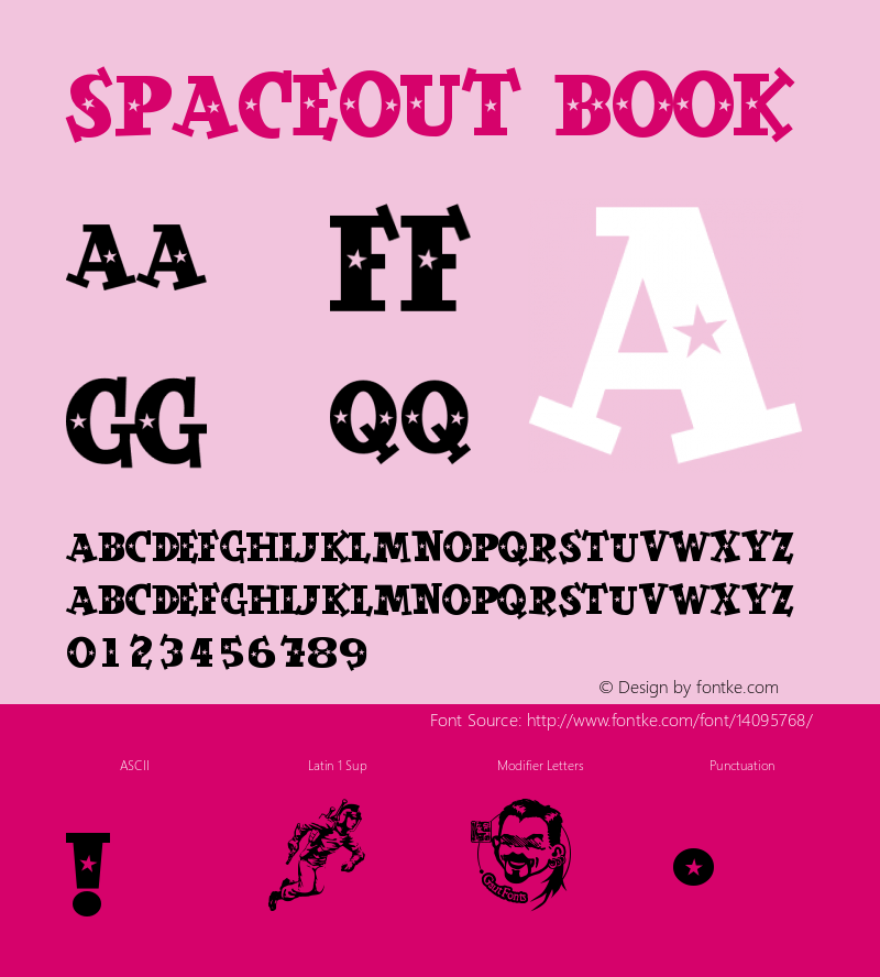 SpaceOut Book Version Macromedia Fontograp Font Sample