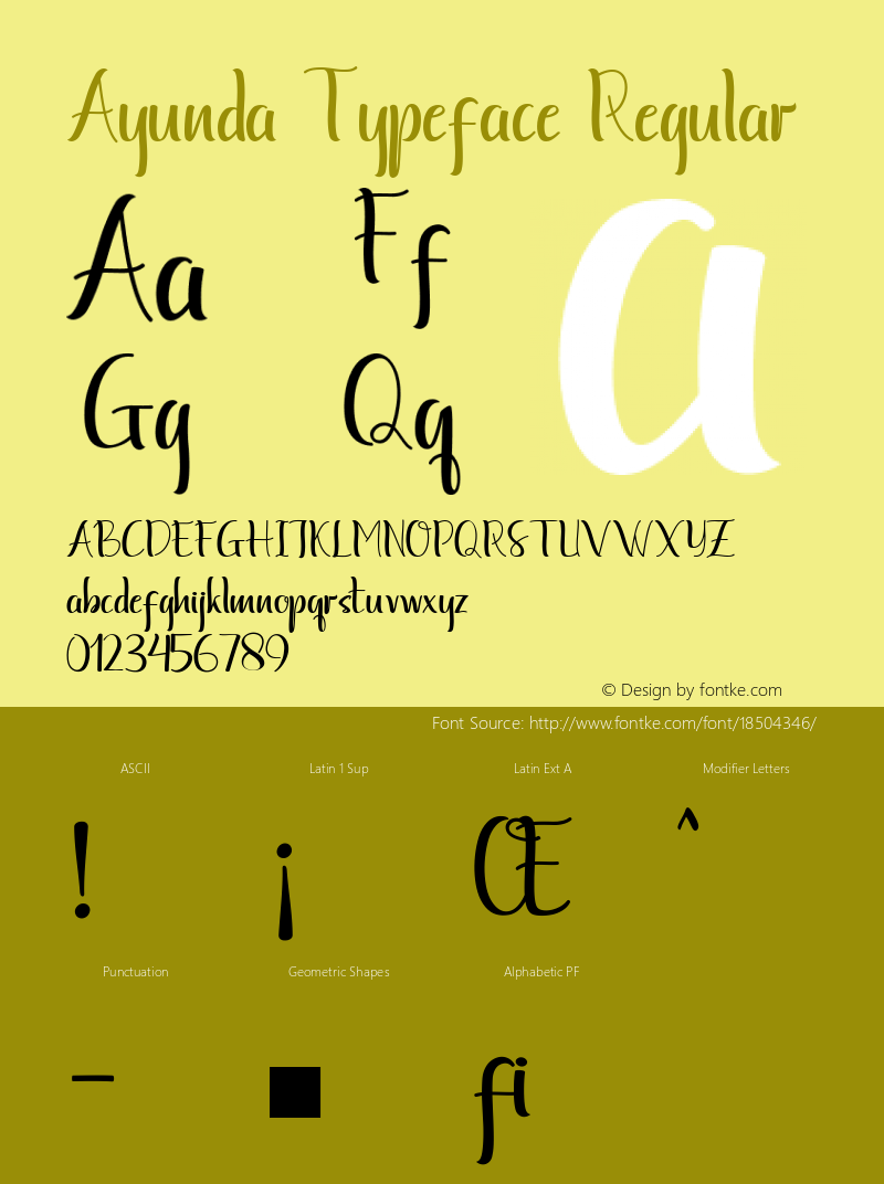 Ayunda Typeface Regular Version 1.000 Font Sample