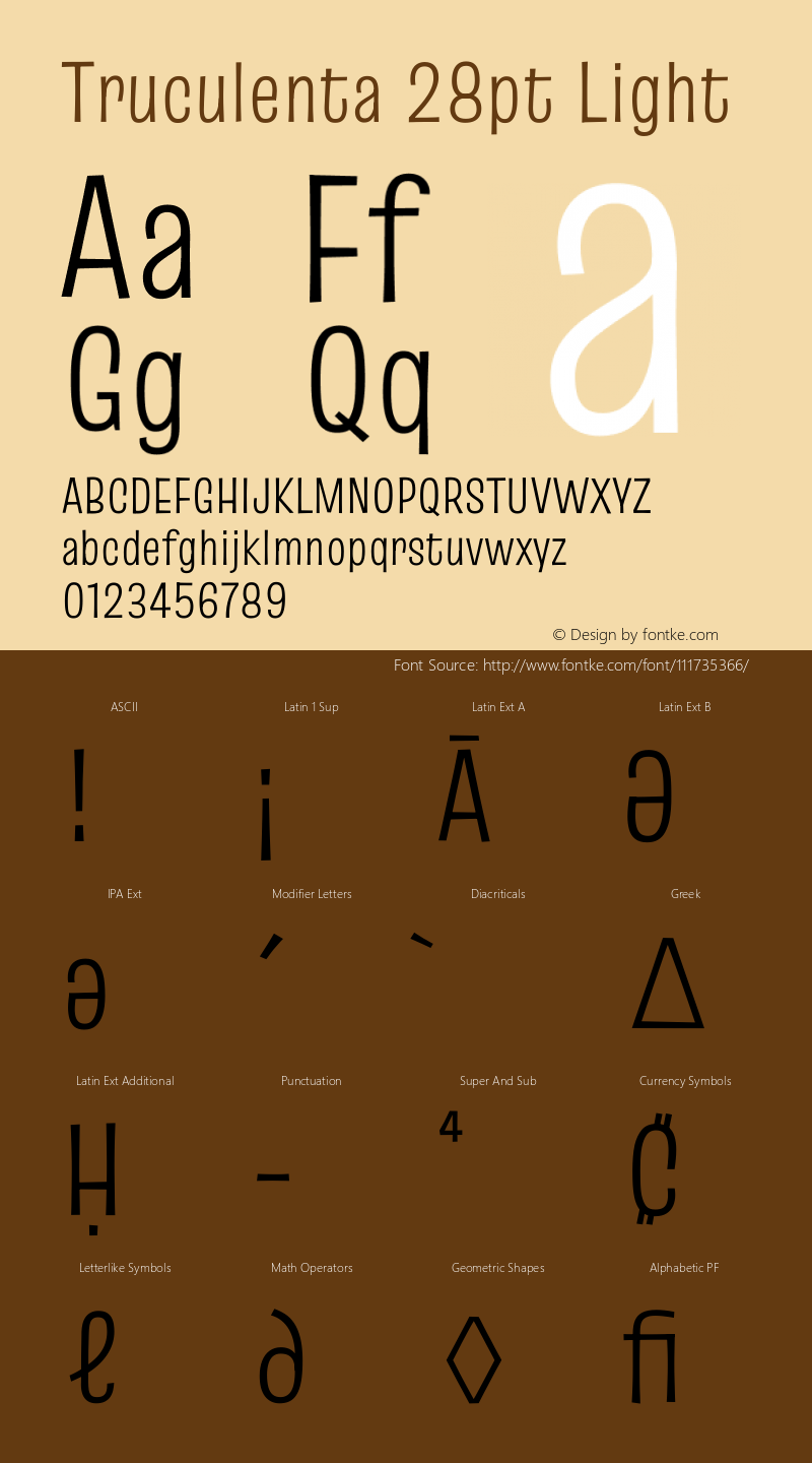 Truculenta 28pt Light Version 1.002 Font Sample