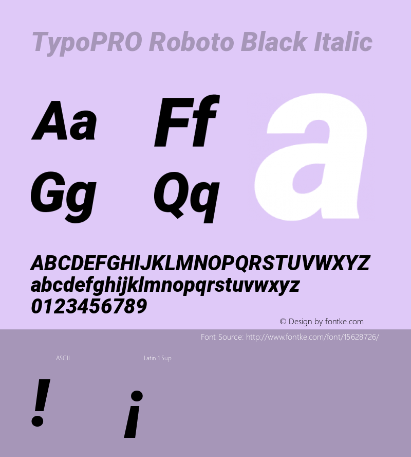 TypoPRO Roboto Black Italic Version 2.001047; 2015 Font Sample