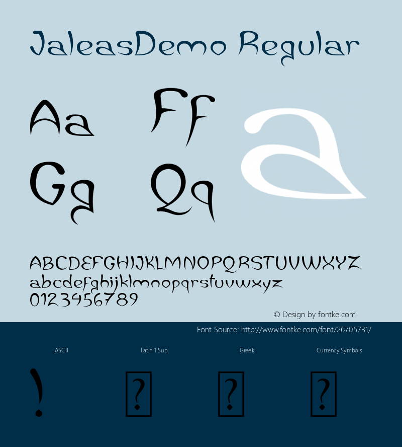 Jaleas Version 1.00;July 30, 2018 Font Sample