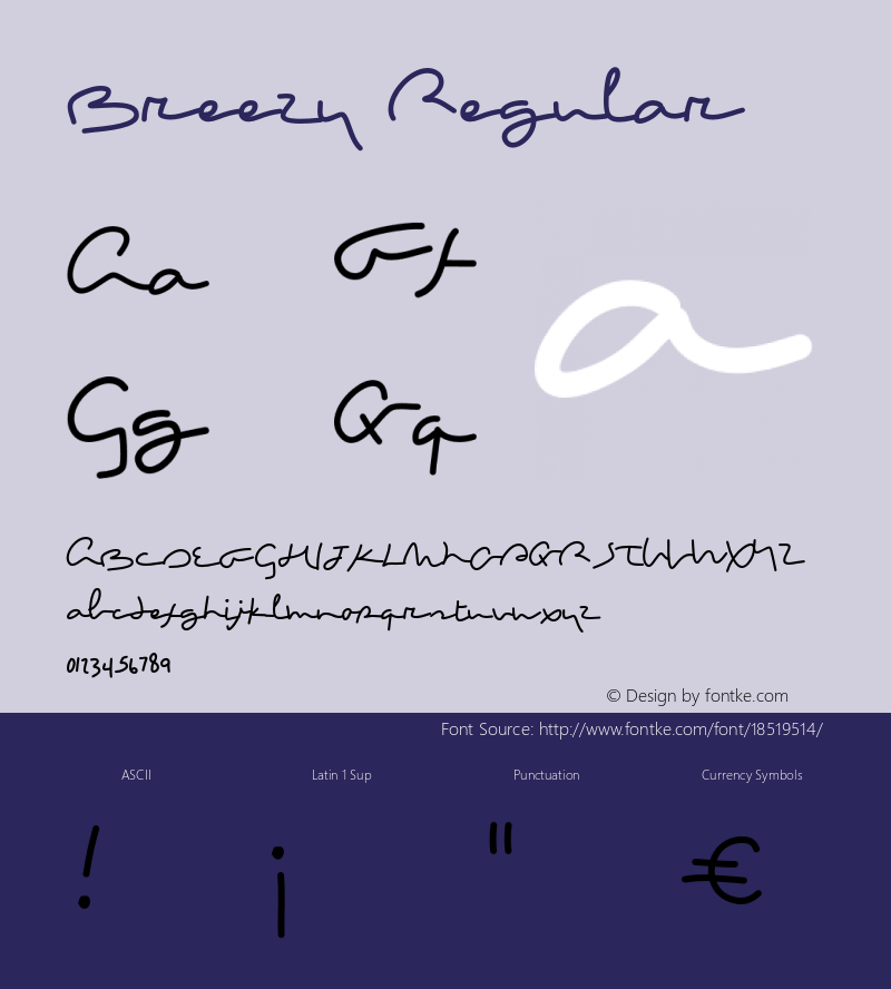 Breezy Regular Version 1.000;PS 001.000;hotconv 1.0.70;makeotf.lib2.5.58329 DEVELOPMENT Font Sample