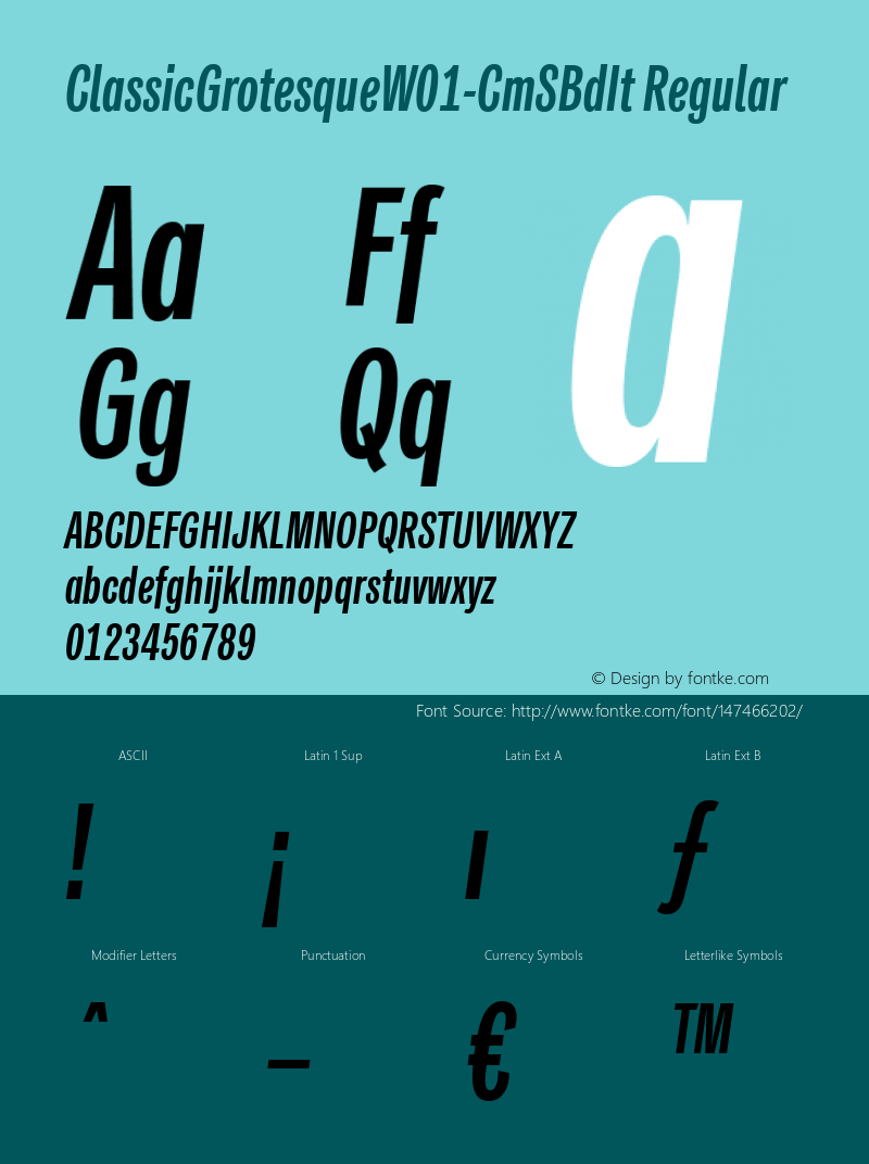 Classic Grotesque W01 Cm SBd It Version 1.00 Font Sample