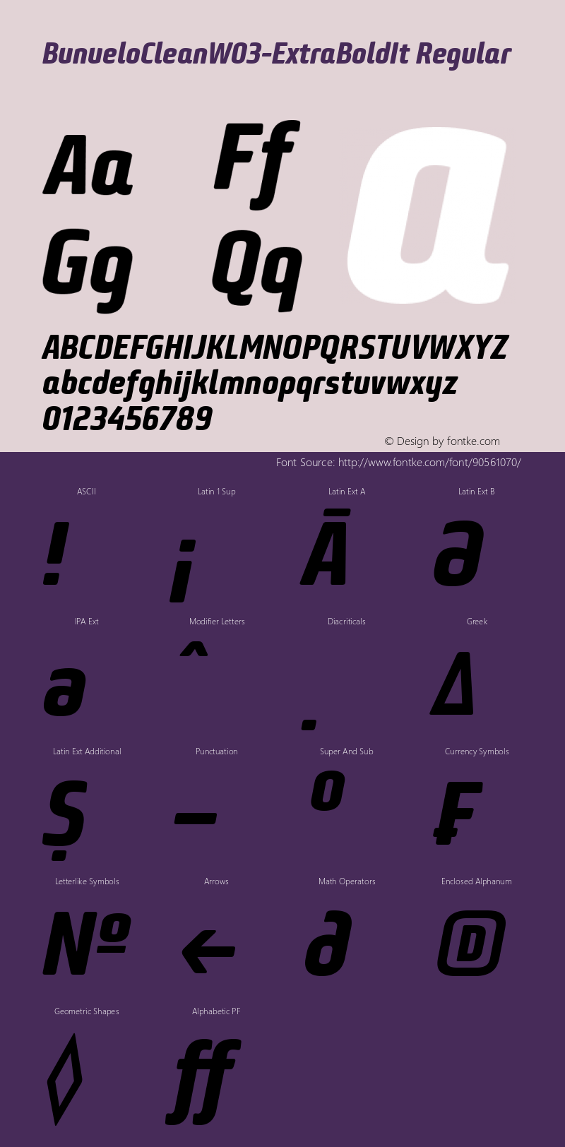 Bunuelo Clean W03 ExtraBold It Version 1.24 Font Sample