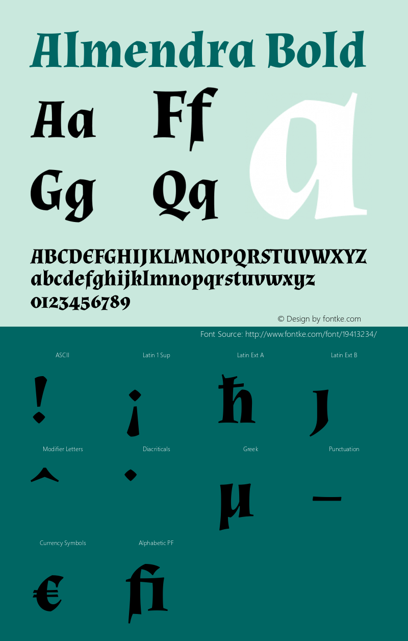 Almendra Bold Version 1.003 Font Sample