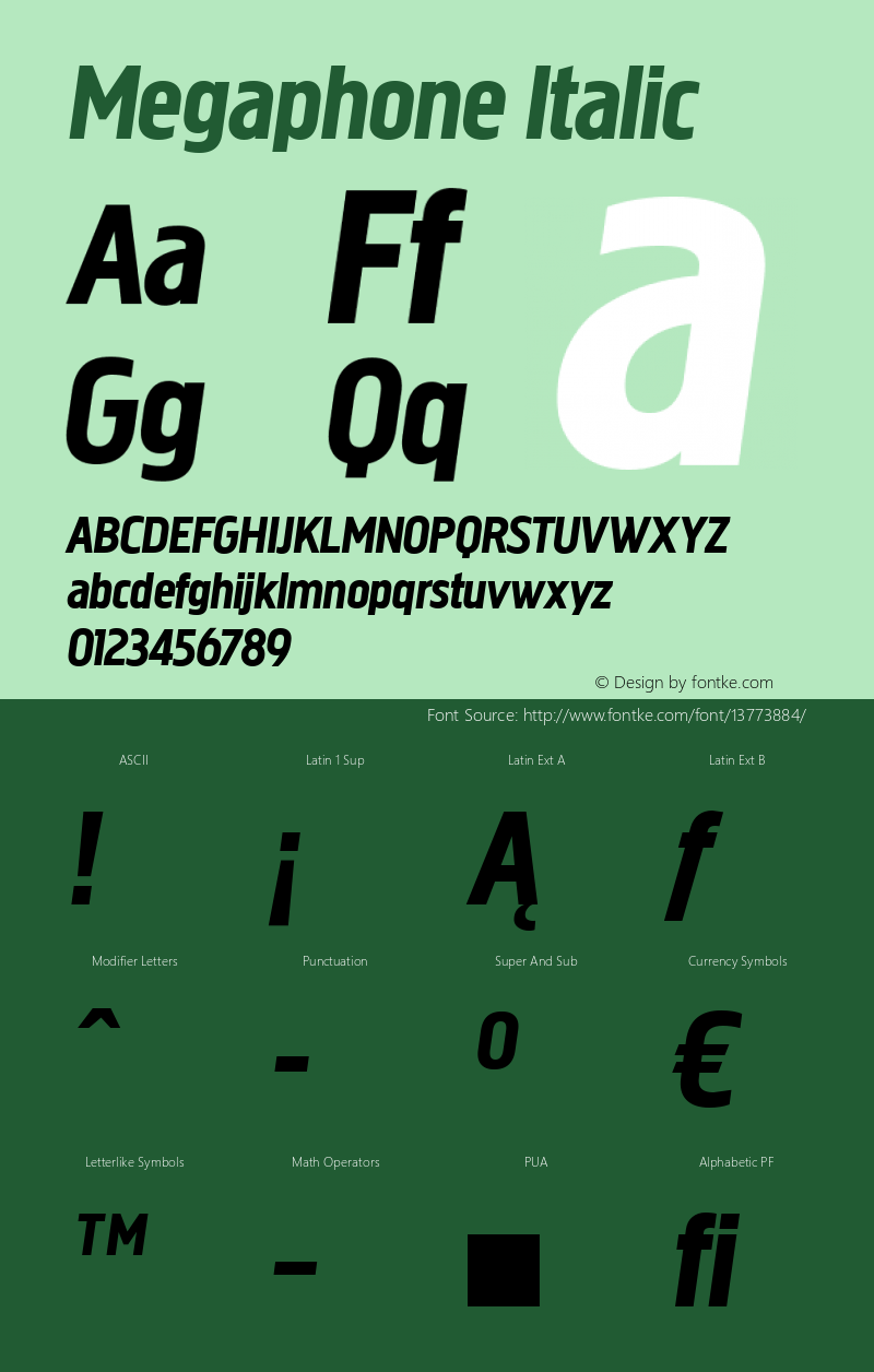 Megaphone Italic Version 1.000 Font Sample