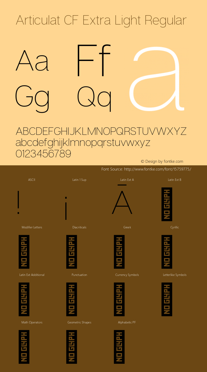 Articulat CF Extra Light Regular Version 1.030 Font Sample