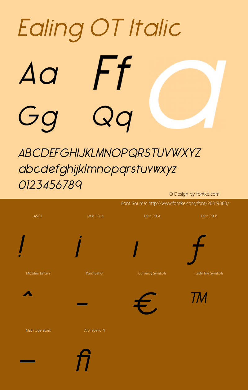 EalingOT-Italic Version 1.100 Font Sample
