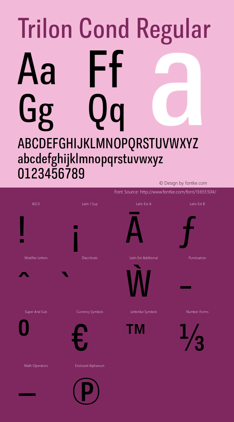 Trilon Cond Regular Version 1.003 Font Sample