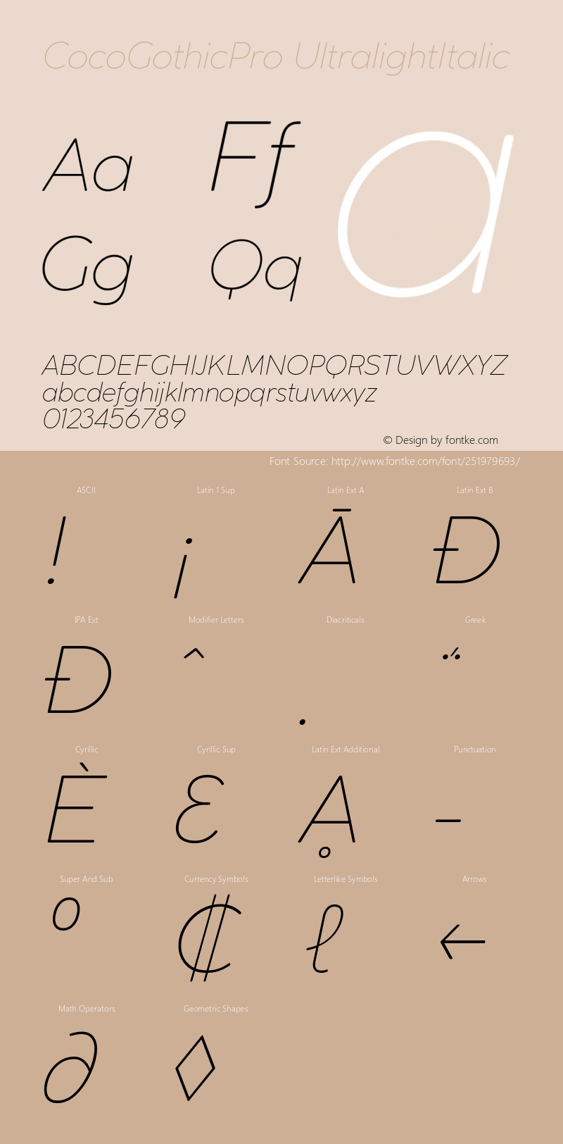 CocoGothicPro UltralightItalic Version 1.000图片样张