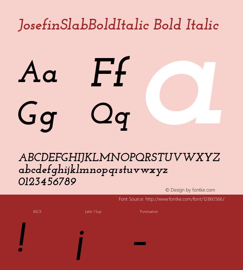 JosefinSlabBoldItalic Bold Italic Version 1.0 Font Sample