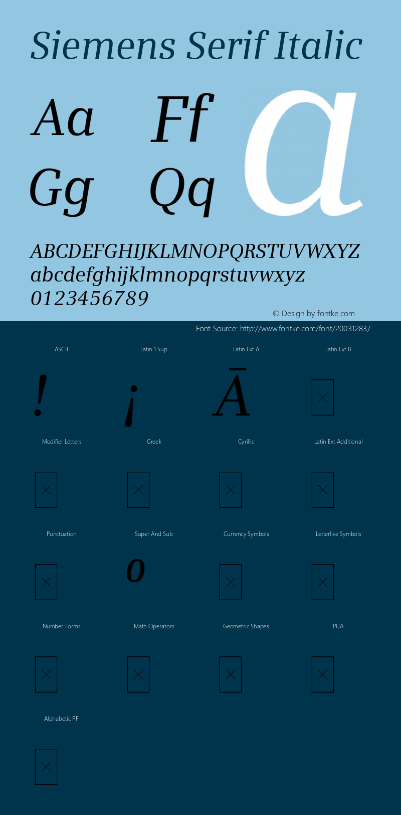 SiemensSerif-Italic Version 005.001 Font Sample