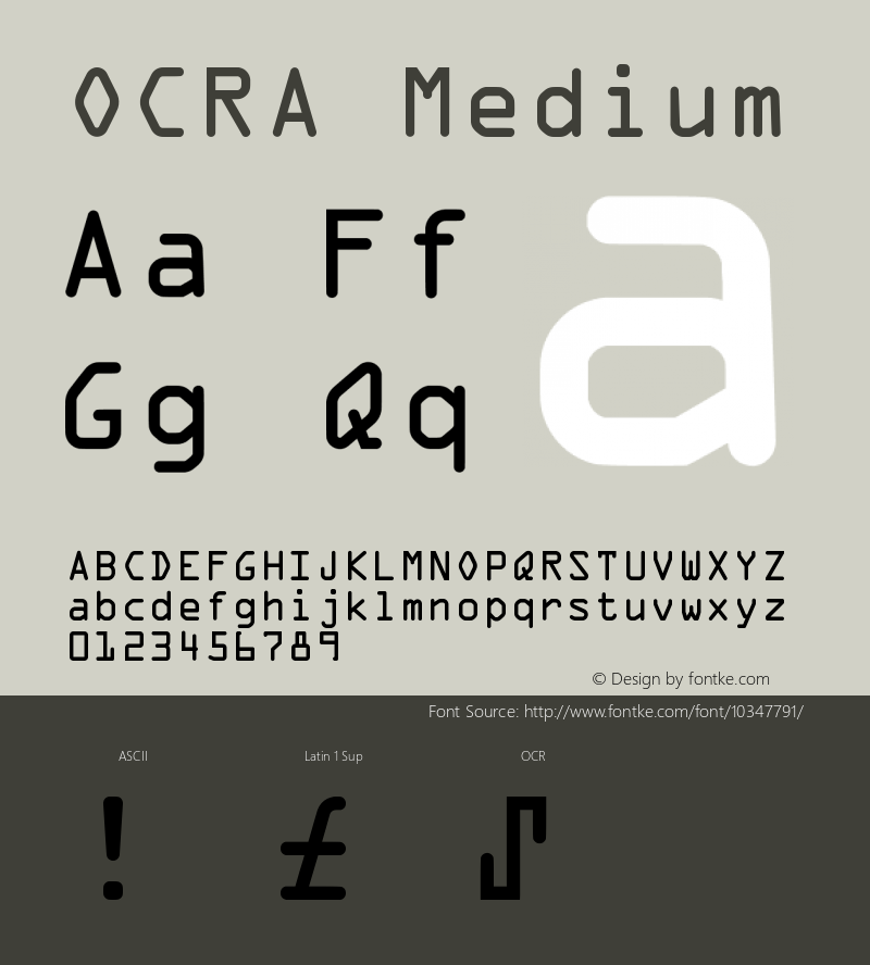 OCRA Medium Version 001.000 Font Sample