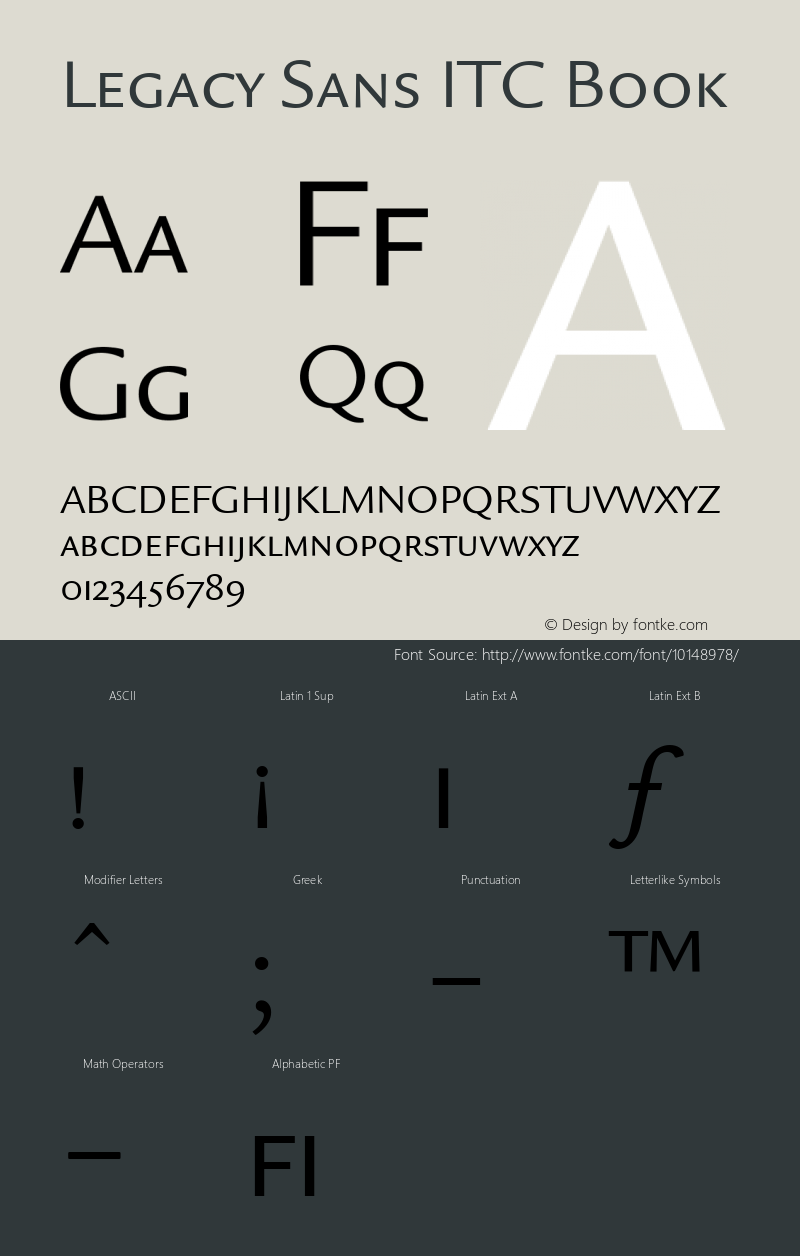 Legacy Sans ITC Book Version 001.005 Font Sample