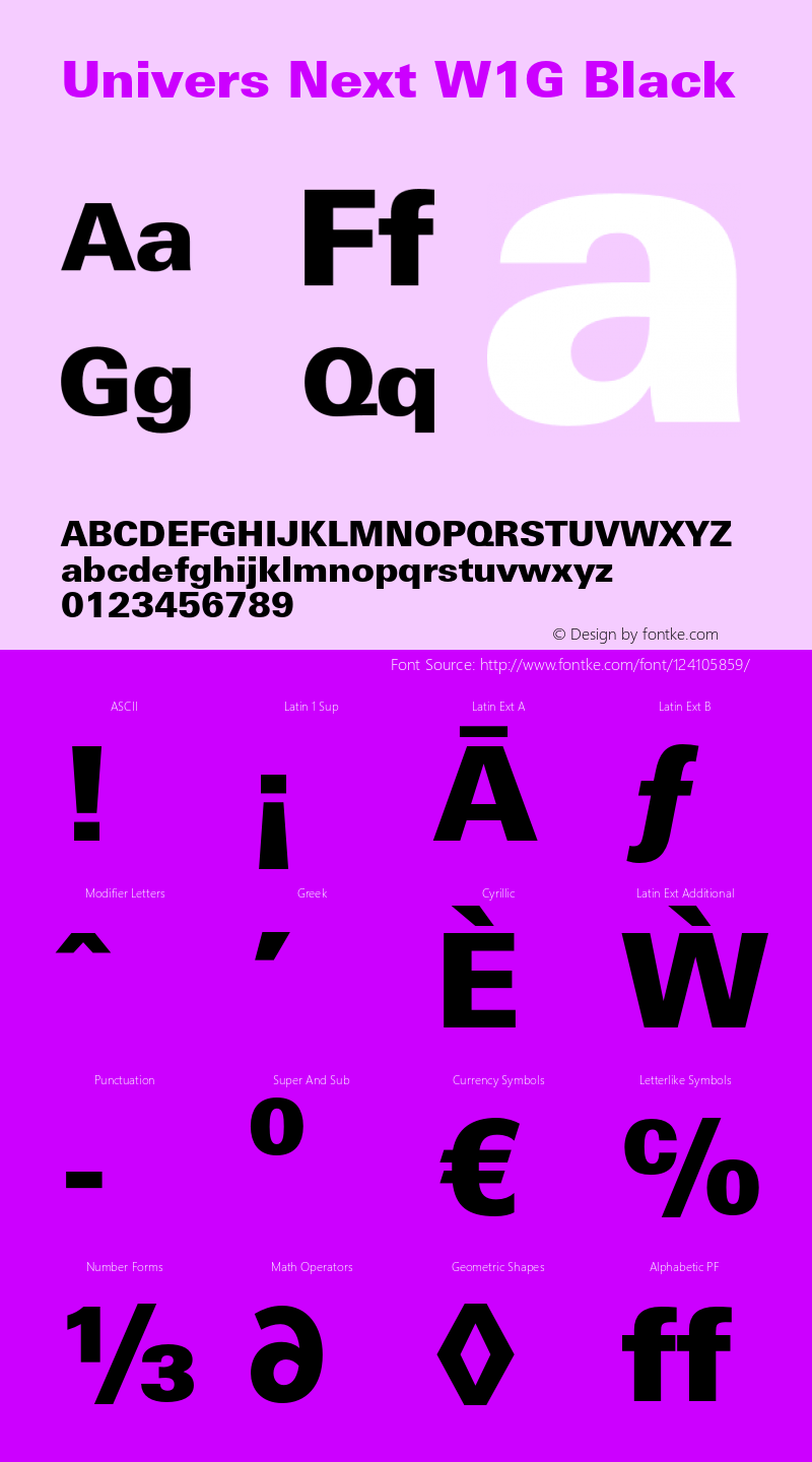 UniversNextW1G-Black Version 1.00 Font Sample