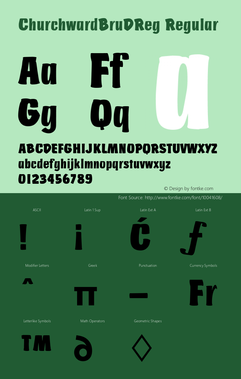 ChurchwardBruDReg Regular Version 001.005 Font Sample