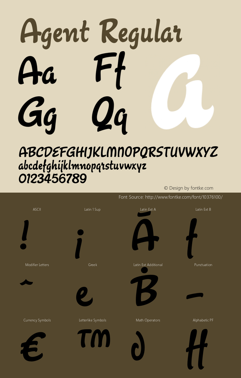 Agent Regular 1.0 March 2010 Font Sample