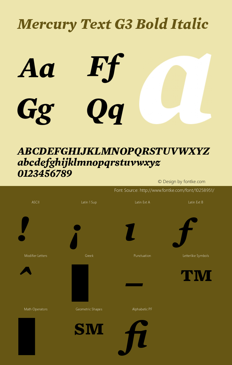 Mercury Text G3 Bold Italic 001.000 Font Sample