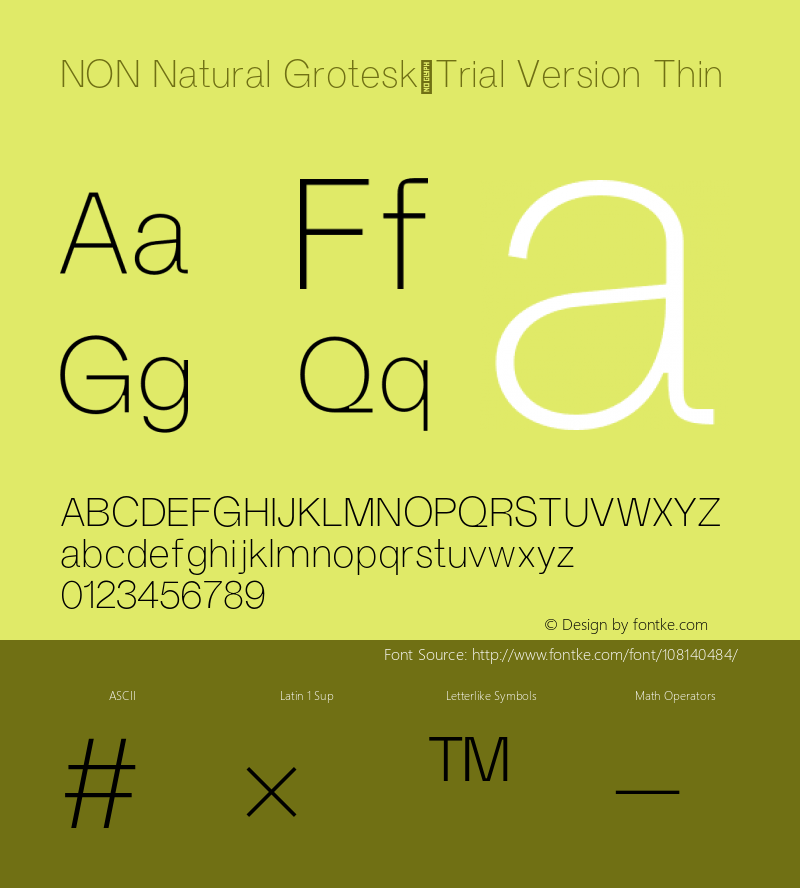 NON Natural Grotesk_Trial Version Thin Version 1.000;hotconv 1.0.109;makeotfexe 2.5.65596 Font Sample