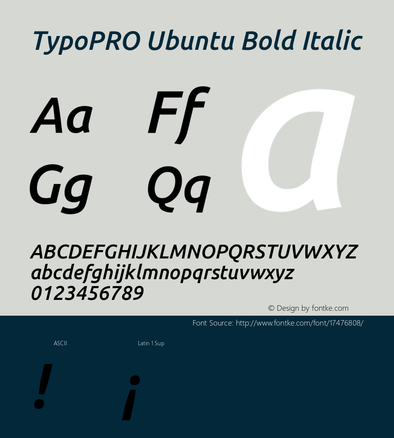 TypoPRO Ubuntu Bold Italic 0.83 Font Sample