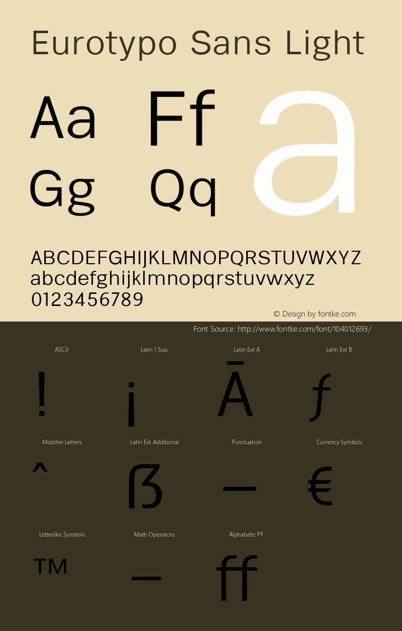 Eurotypo Sans Light 1.000 Font Sample