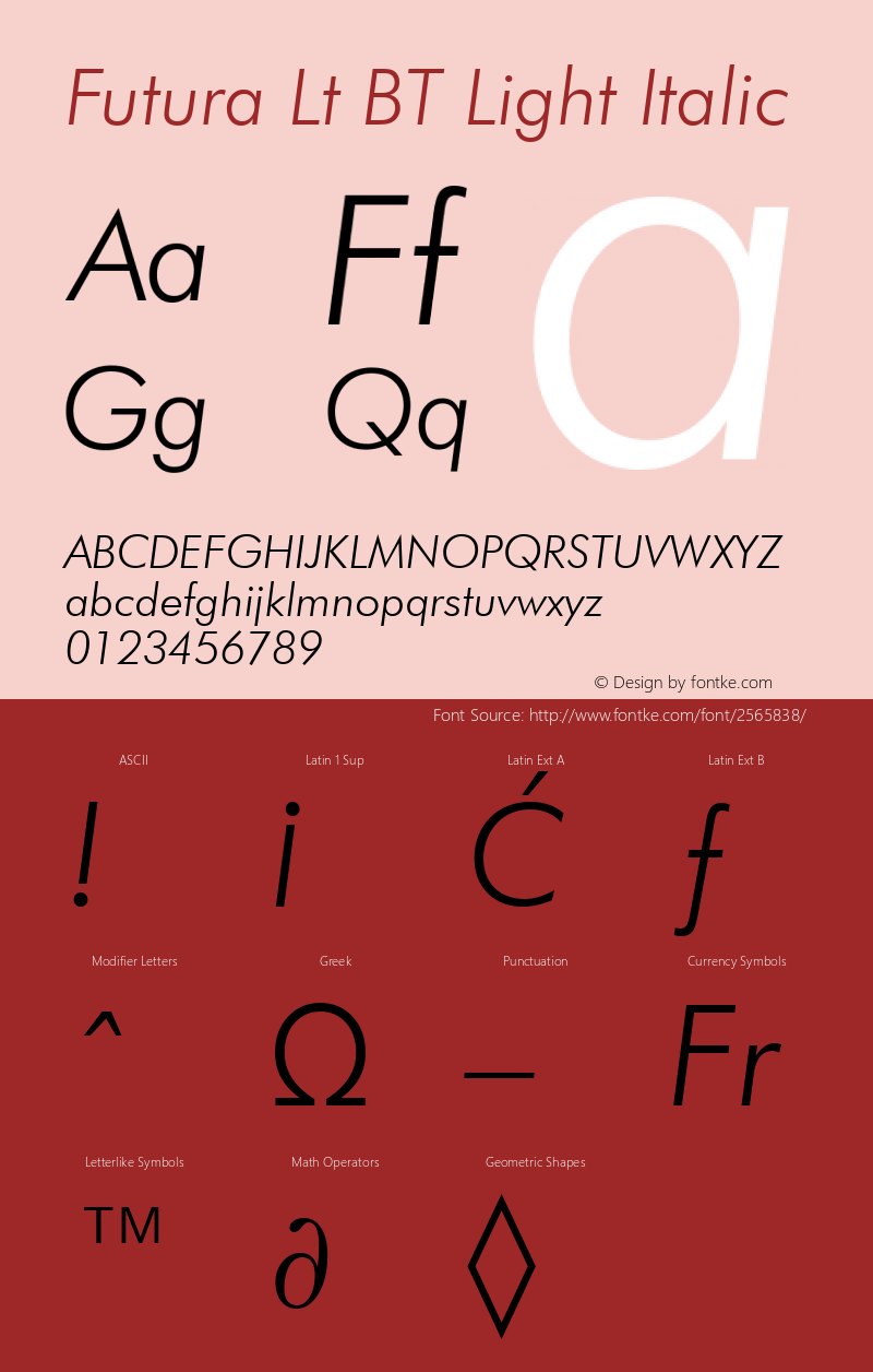 Futura Lt BT Light Italic mfgpctt-v1.52 Tuesday, January 12, 1993 3:27:55 pm (EST) Font Sample