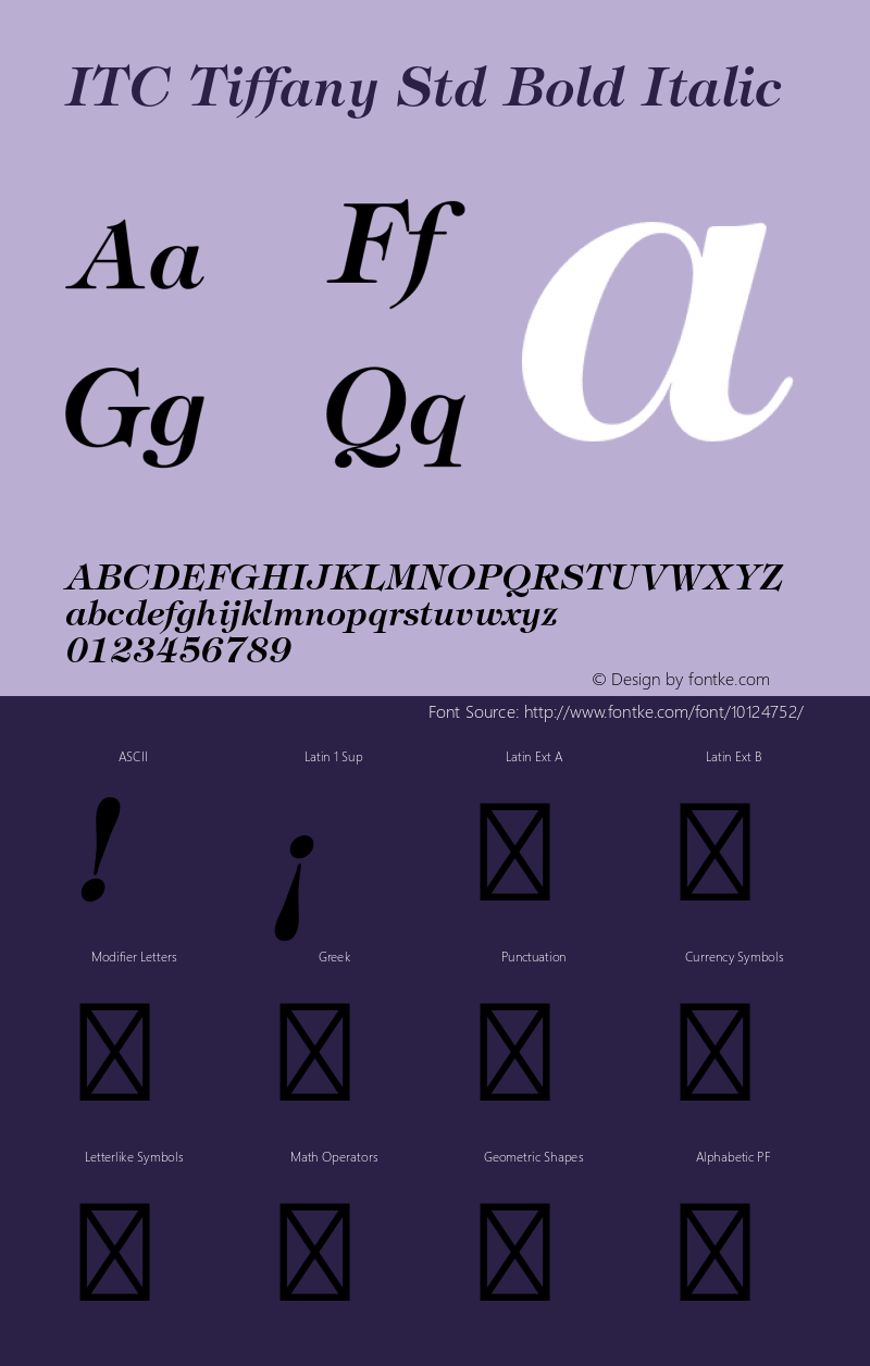 ITC Tiffany Std Bold Italic OTF 1.018;PS 001.003;Core 1.0.31;makeotf.lib1.4.1585 Font Sample