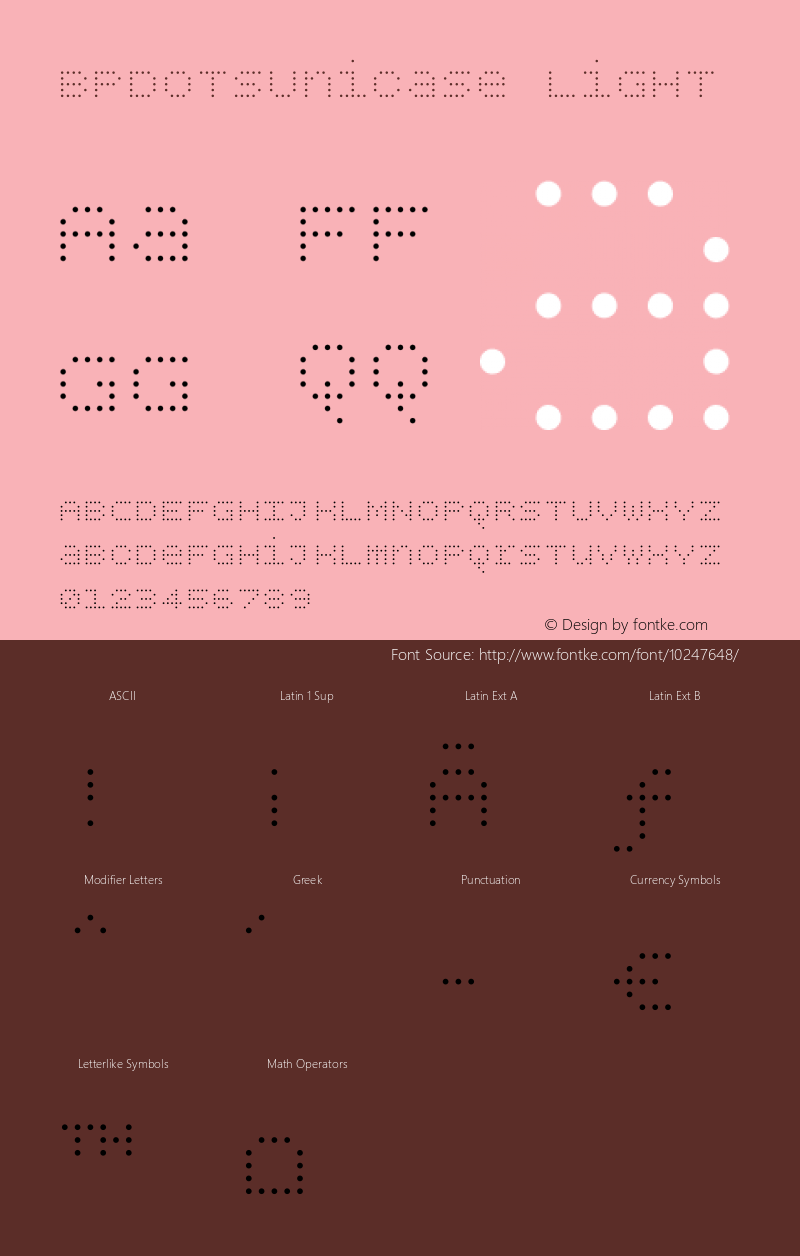 BPdotsUnicase Light Version 1.000 Font Sample