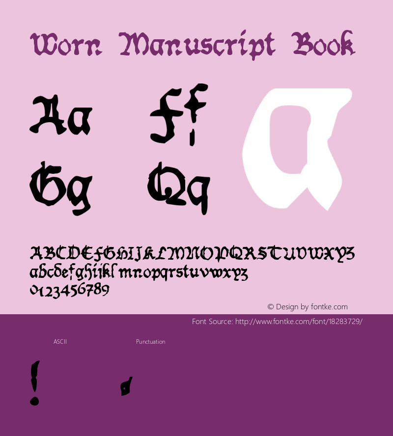 Worn Manuscript Book Version 1.0 Font Sample