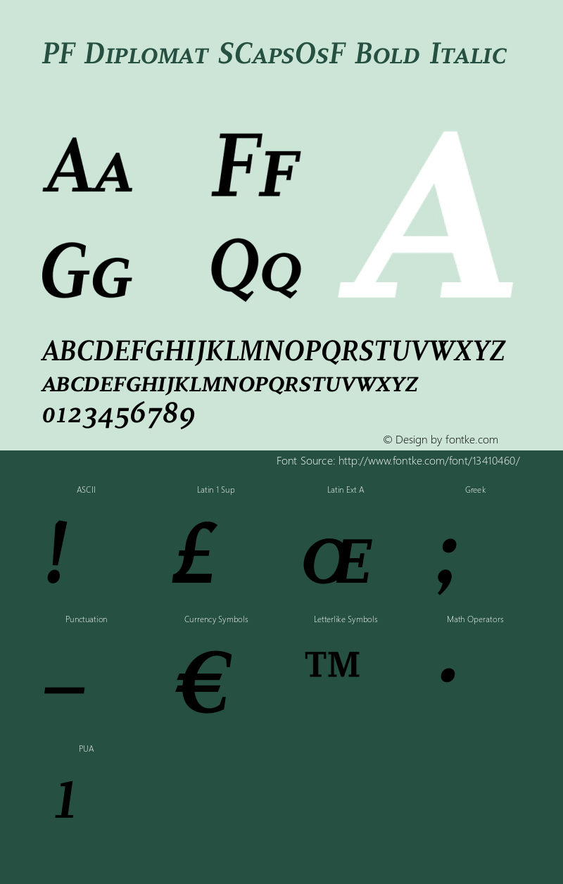 PF Diplomat SCapsOsF Bold Italic OTF 1.000;PS 001.001;Core 1.0.34 Font Sample