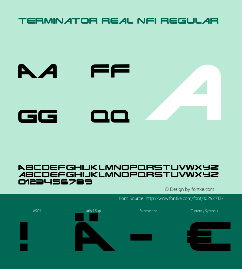 Terminator Real NFI Regular 1.1 Font Sample