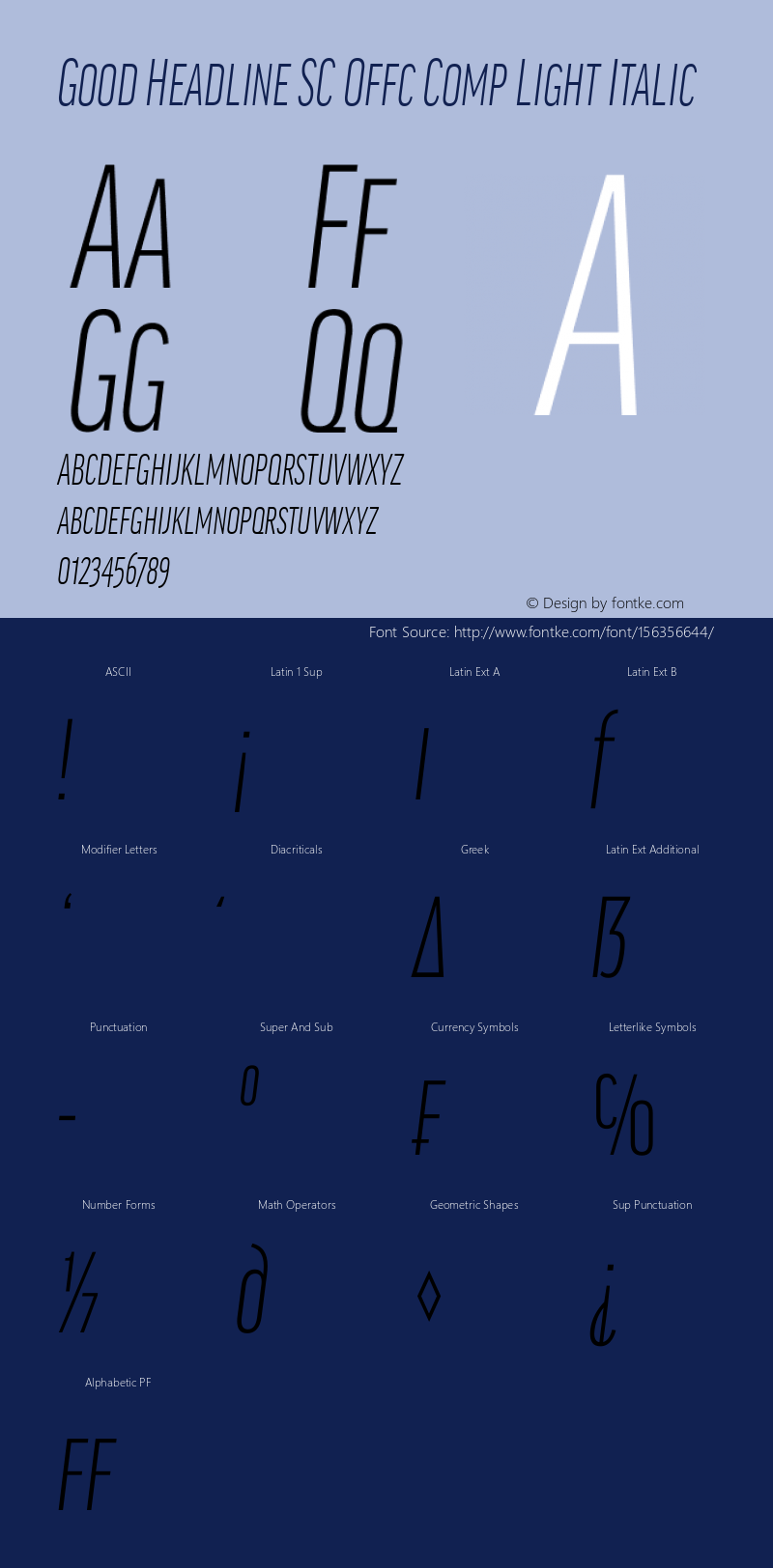 Good Head SC Offc Comp Light Italic Version 7.504; 2014; Build 1020 Font Sample