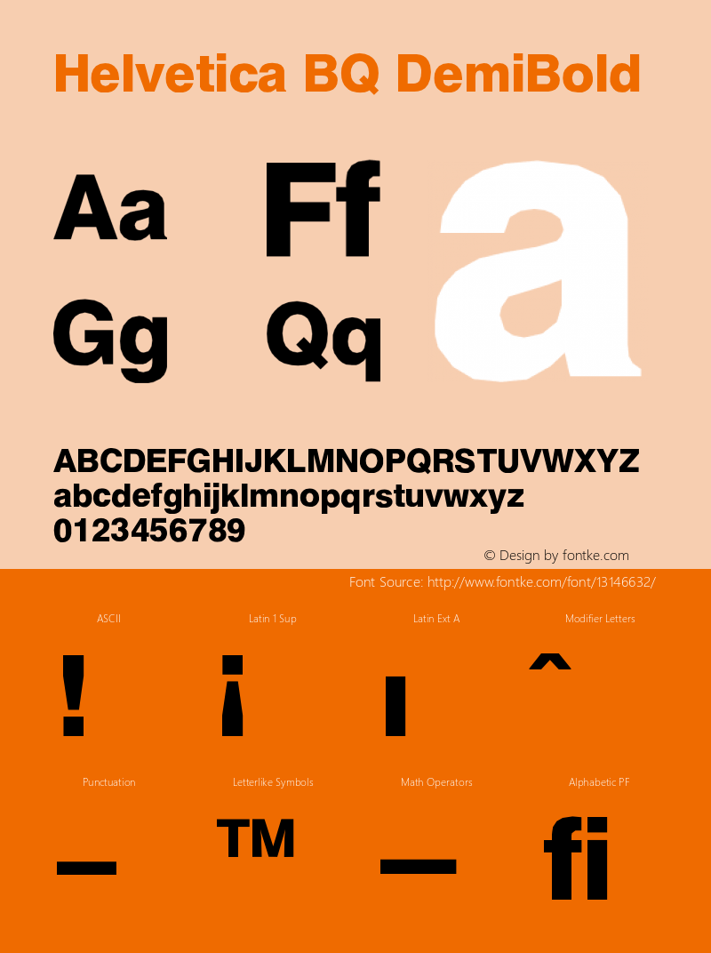 Helvetica BQ DemiBold Version 001.000 Font Sample