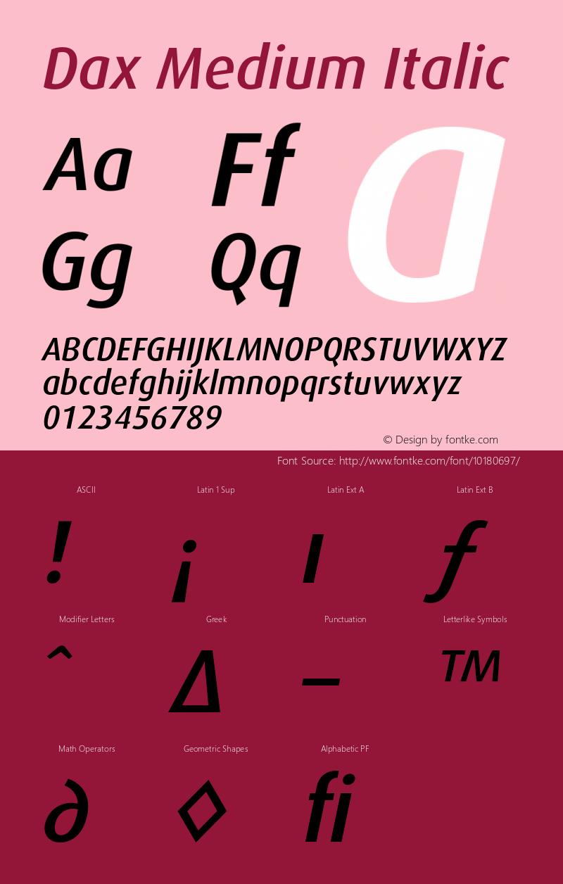 Dax Medium Italic 001.000 Font Sample