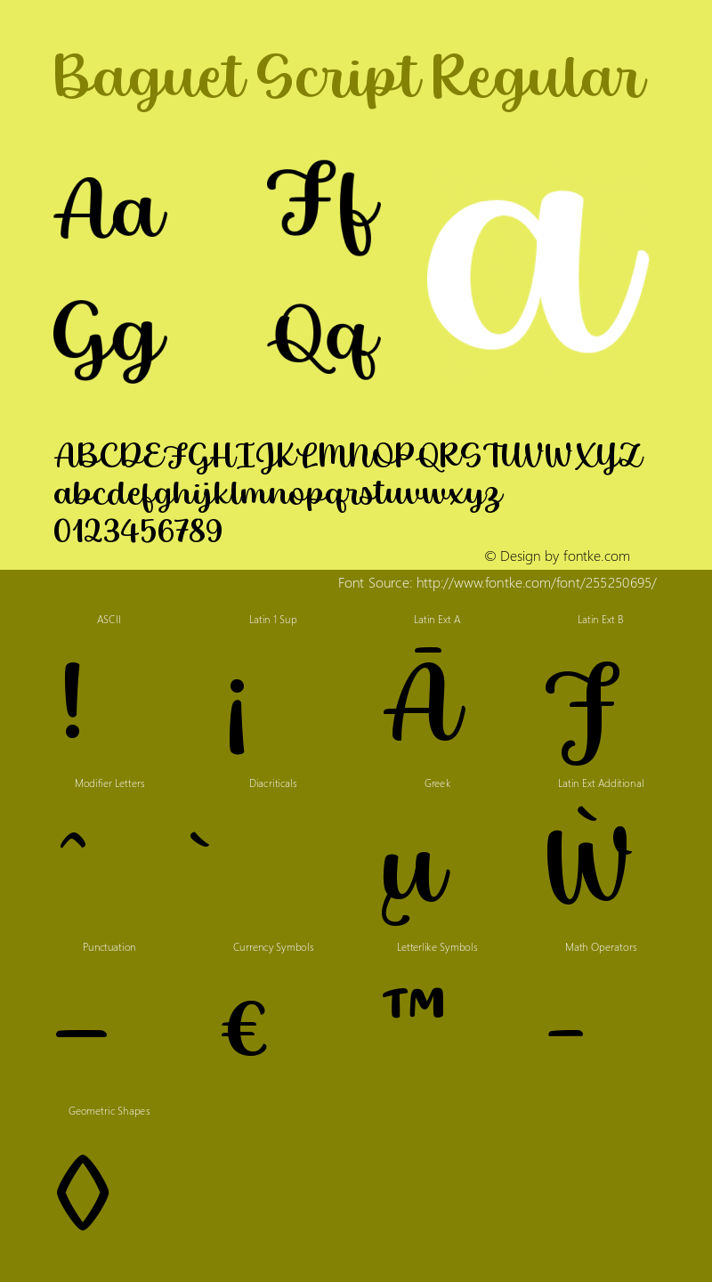 Baguet Script Regular Version 1.00;O365图片样张